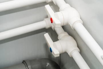 Photo of the established plastic pipes for water