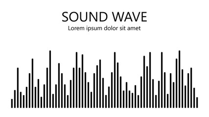 Naklejka premium Sound wave. Audio equalizer. Detailed black lines on white background. Musical concept. Abstract vector illustration.