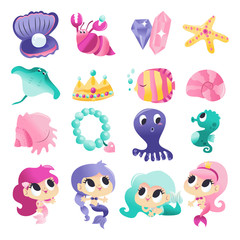 Super Cute Mermaids Sea Creatures Set