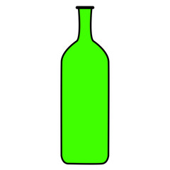 Green glass bottle. Vector graphics. Stock vector illustration. Isolated on white background. Copy space. There is a place for text.