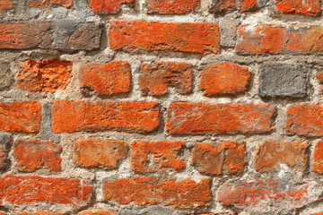 rötliche Ziegelsteinmauer, Ziegelsteine, Hintergrund, Deutschland, Europa