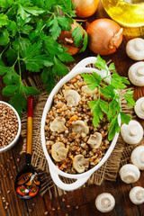 Buckwheat porridge with mushrooms