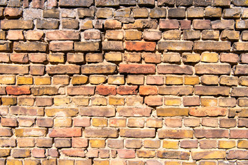 Wall with weathered old bricks