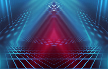 Empty background scene. Dark reflection of the street on the wet