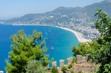 View from the Alanya Castle  to the city of Alanya (Turkey)