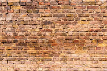 Wall with weathered old bricks