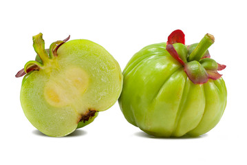 Garcinia atroviridis fruit isolated on white background