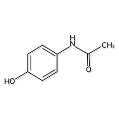 Paracetamol chemical formula on white background
