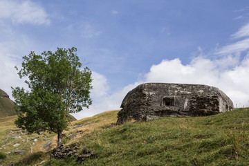 Bunker of the world wars in landascapes mountains, Italy