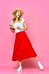 girl in red dress
