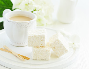 Homemade sweetness, sufa pigeon milk with coconut, mapshmellou.