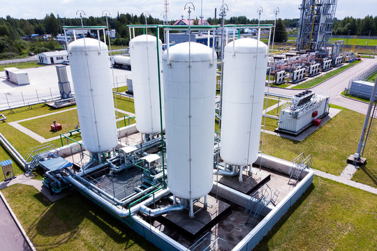 Aerial view of Liquid chemical tank terminal, Storage of liquid chemical and petrochemical products