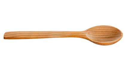 Wooden spoon brown on white background isolation