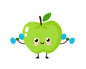 Cute happy smiling apple vector