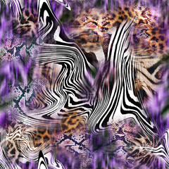 texture of print fabric striped leopard,Mix animal skin print repeat seamless pattern design. Leopard, snake, zebra, tiger, crocodile texture background.