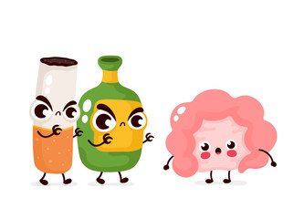 Angry scary alcohol bottle and cigarette