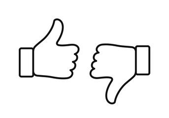 Thumb up and down outline icon isolated on white background. Like and dislike icon. Ready like and dislike outline button for website and mobile app.