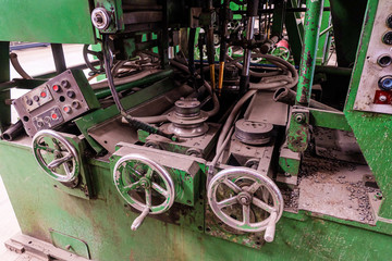 Old big industrial machine for metalwork. Industrial equipment on engeenering plant shop