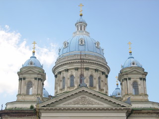 Fototapeta na wymiar dome of Troitskiy Cathedral, Sumy,, Ukraine, Europe,