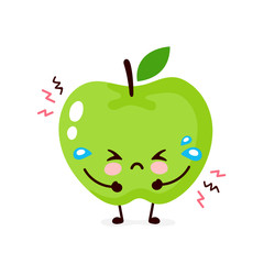 Cute sad cry apple character. Vector