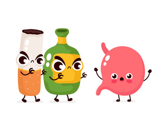 Angry scary alcohol bottle and stomach