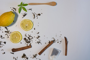 Black tea with lemon and cinnamon.