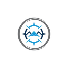 Mountain adventure logo design. Compass icon symbol