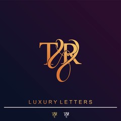 T & R TR logo initial vector mark. Initial letter T & R TR luxury art vector mark logo.
