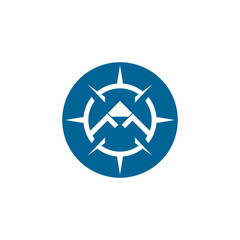 Mountain adventure logo design. Compass icon symbol
