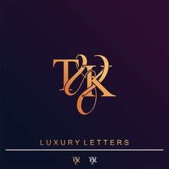 T & K TK logo initial vector mark. Initial letter T & K TK luxury art vector mark logo.