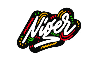 Niger  Word Text  Creative Handwritten Font Design Vector Illustration.