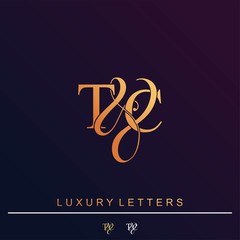 T & C TC logo initial vector mark. Initial letter T & C TC luxury art vector mark logo.