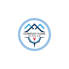 Mountain adventure logo design. Compass icon symbol