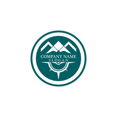 Mountain adventure logo design. Compass icon symbol