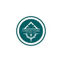 Mountain adventure logo design. Compass icon symbol