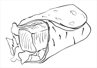 Hand drawn shawarma isolated on white background. Fast food sketch elements vector illustration.