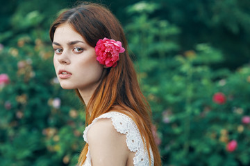 Naklejka premium portrait of young woman with perfect skin of her face