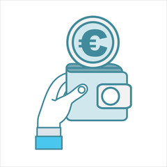 Wallet Icon.Euro sign.Currency exchange. Vector