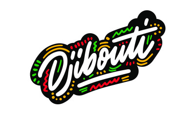 Djibouti Word Text with Handwritten Shape Design Vector Illustration.
