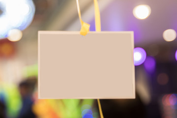 blank white board on blurry background