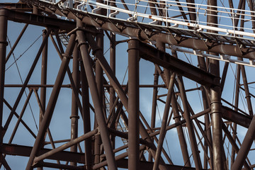 detail of roller coaster curves and steel frame