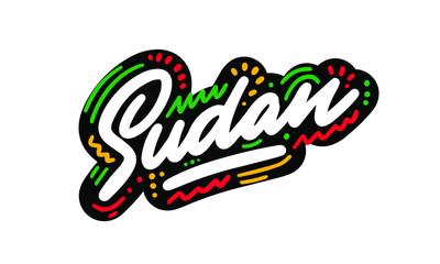 Sudan Word Text with Creative Handwritten Font Design Vector Illustration. - Vector