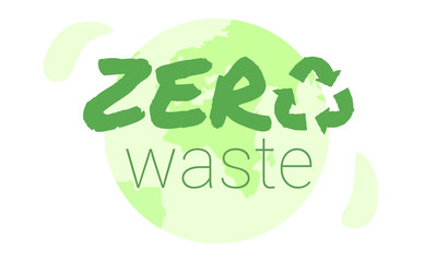 Zero waste banner template with Earth and recycle sign for web and printing. Save the planet. Waste management concept. Recyclable and non recyclable litter segregation. Junk reuse and utilization.