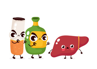 Angry scary alcohol bottle and cigarette