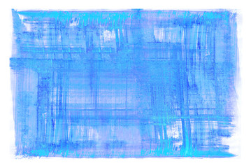 Bright blue grunge paper texture background. Oil paint on white canvas