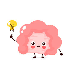 Happy cute intestine with lightbulb 