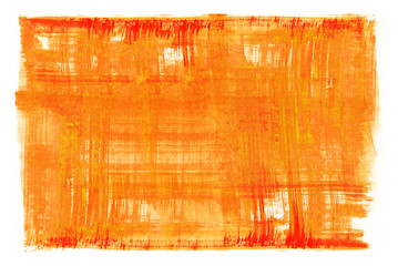 Orange paper texture background. Oil paint on white canvas