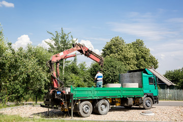 Fototapeta premium truck with mounted crane