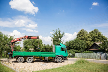 Fototapeta premium truck with mounted crane