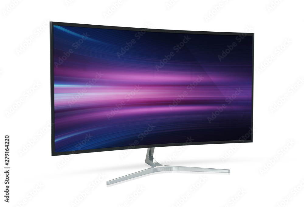 Aufkleber Modern computer monitor mockup isolated on white 3d rendering
